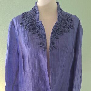 Chico's Violet Blue Long sleeved Jacket. Size 2 (L)